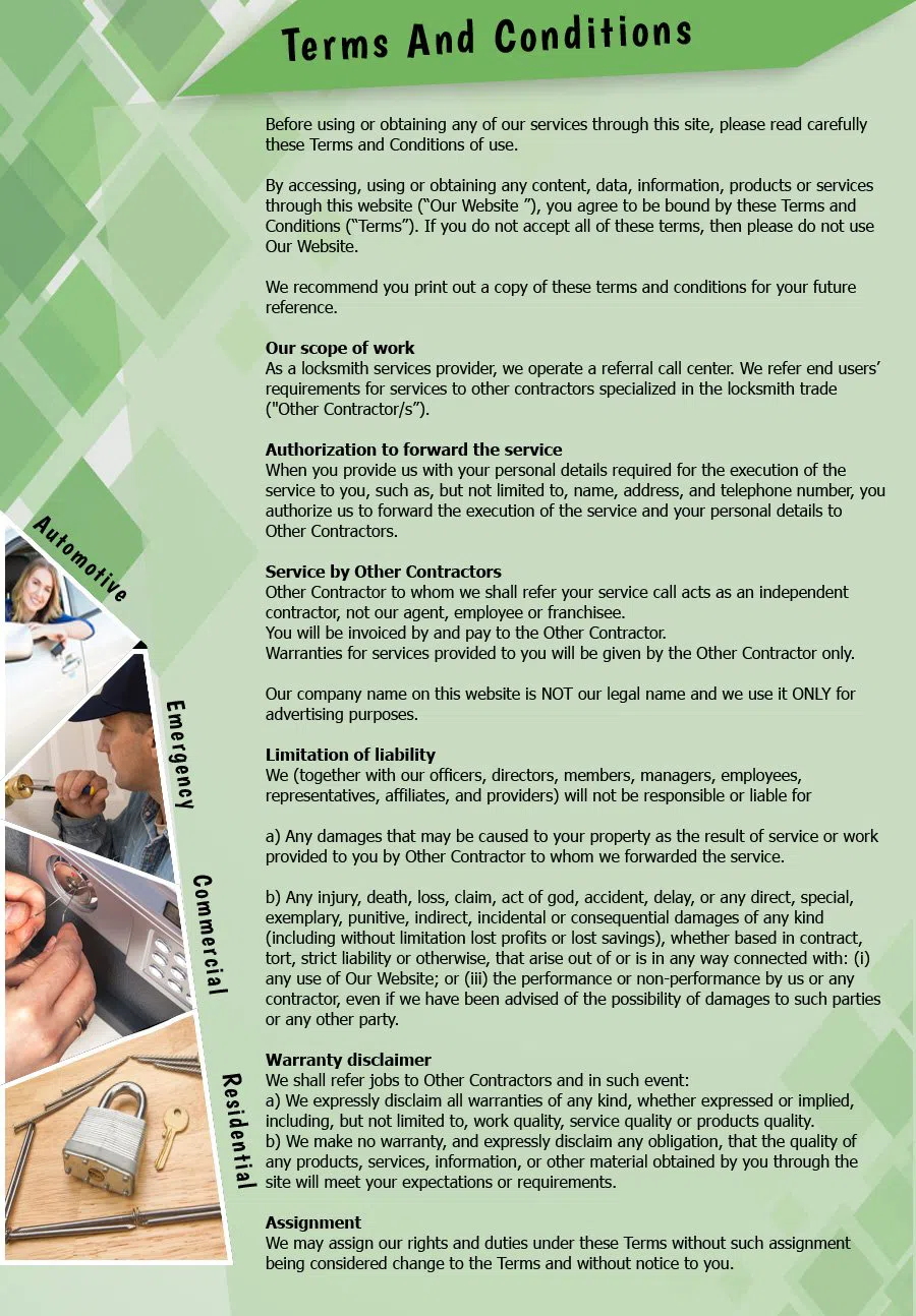 Burbank California Locksmith Burbank, CA 818-737-2249 - TermsAndConditions-2